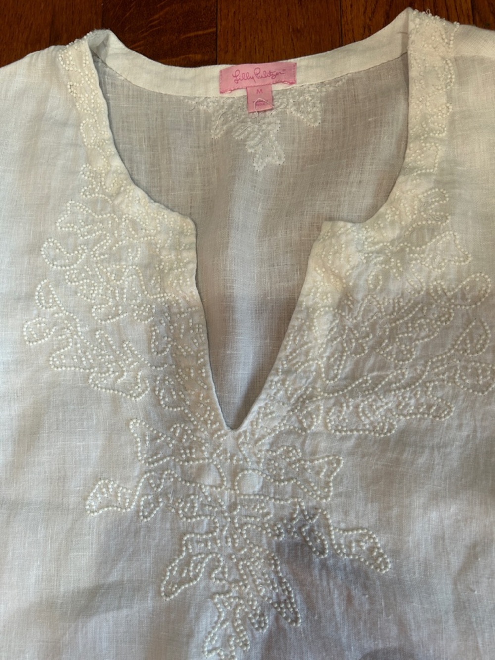 Lilly Pulitzer White Embroidered V-Neck Kids Tunic - Picture 2 of 4